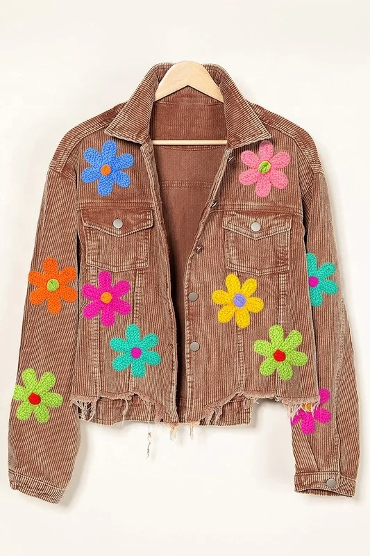 Loveda Custom Vintage Washed Crop Coat Varsity Shacket ral wer Patches Denim Velluto a coste Giacche da donna_voghion.com