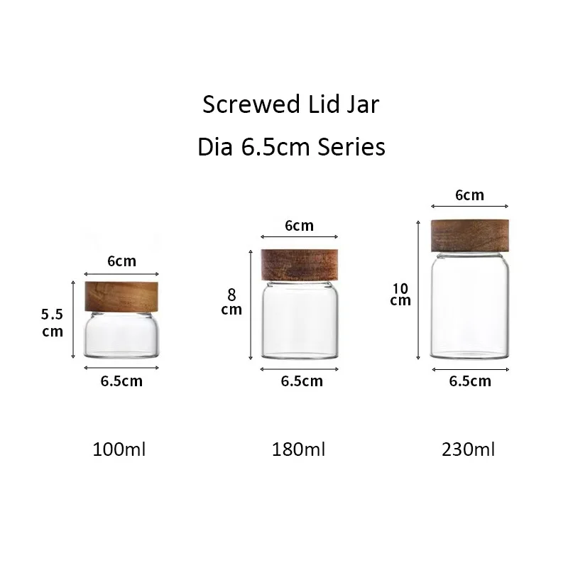 Wholesale Small Airtight Glass Jar with Spiral Lid Kitchen Sealed Food Storage Mason Jar with Acacia Wood Lid
