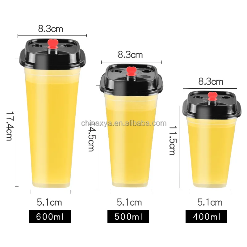 400ML 500ML 600ML Customized disposable transparent square hard plastic dessert cup milkshake smoothie cup supplier