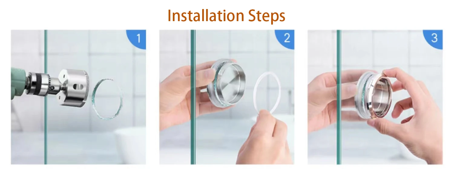 Round Shower Door Handle Glass Sliding Door Pull Push Handle Hidden