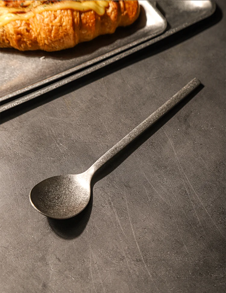 Retro Style Snowflake Gray High Quality Hotel Canteen Camping Stainless Steel Knife Coffee Serve Spoon and Fork Flatware Set