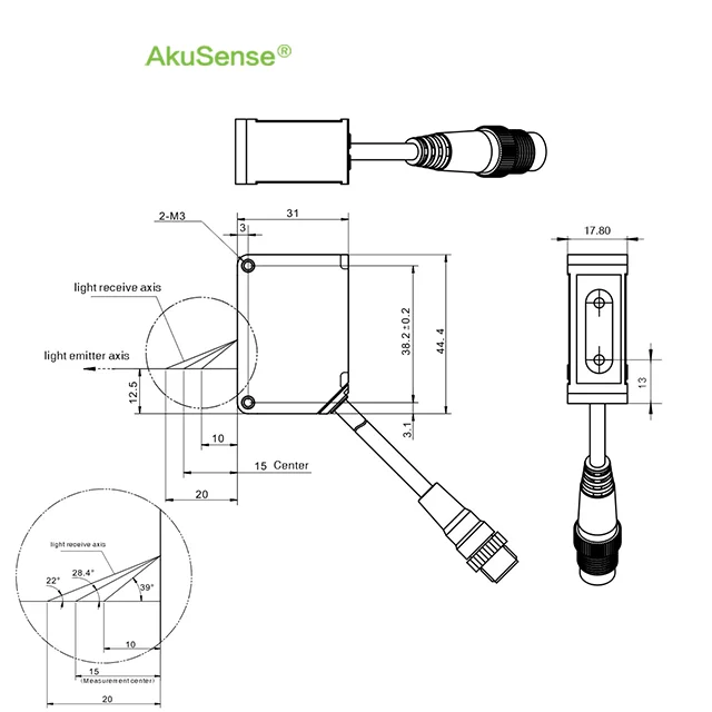 Akusense MLD22 Compact Laser Triangulation Displacement Sensor China Laser Triangulation Sensor Factory Manufacturer