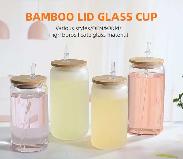 Leeds 1600-22 Easton Glass Cup with FSC Bamboo Lid 12oz Clear (Cl)