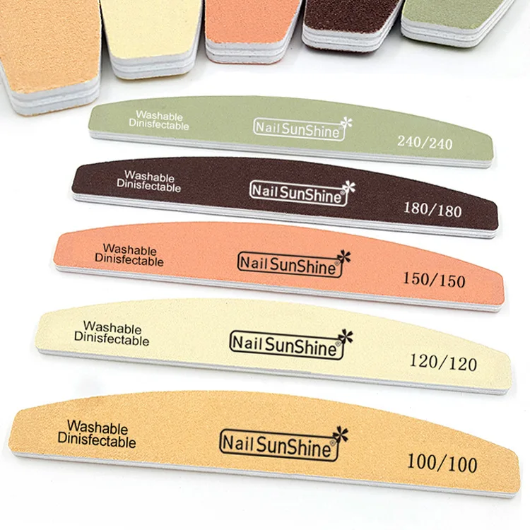 Профессиональная двухсторонняя губка для маникюра разных цветов Алмазный буфер ногтей