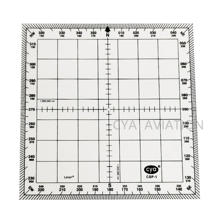 Customized Design Navigation square Protractor for Pilots Map Marking Nautical Miles Aviation Plotter
