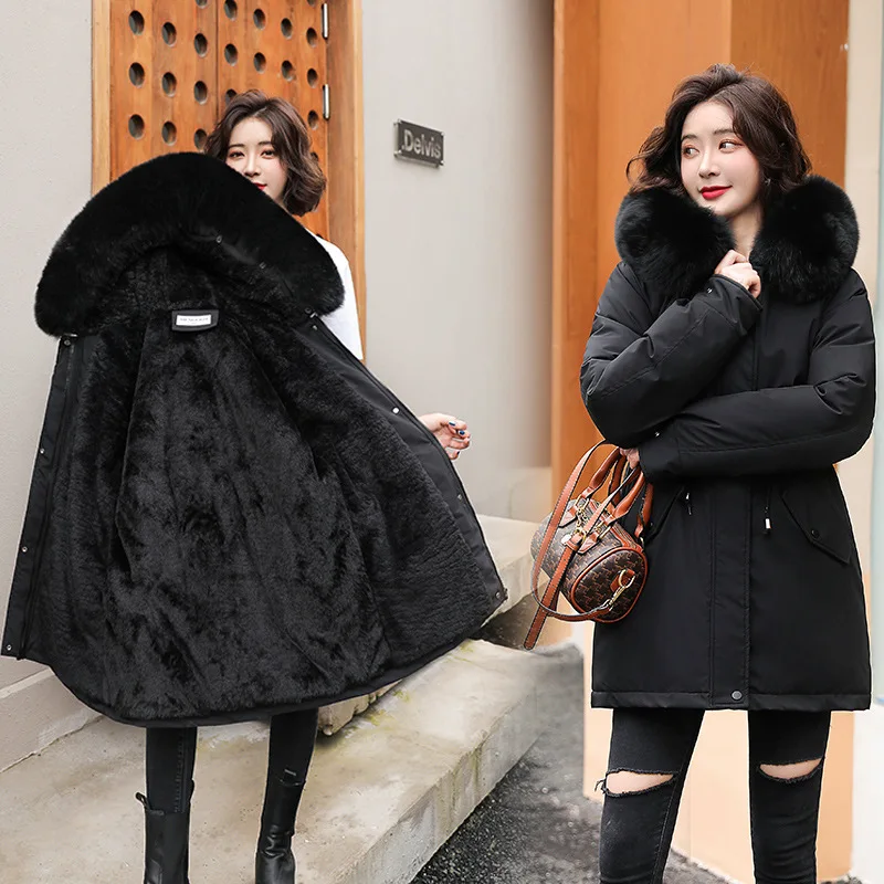 Cheap Clothes Women's Winter Casual Coat Fur Parka Women With Wool ...