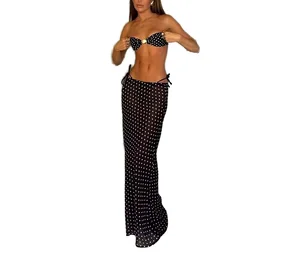 Women's Sexy Long Skirts 3-Piece Summer Beach Print Swimwear Halter Neckline Bikini Bottom Breathable Spandex/Polyester