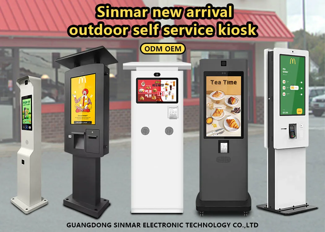 Outdoor self-service kiosk for ordering and payment
