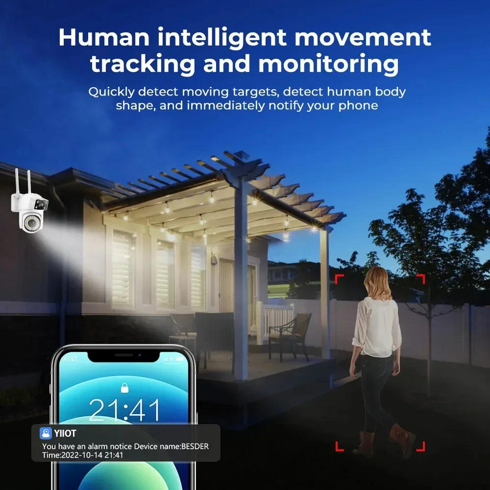 4MP Dual-Lens Auto-Tracking CCTV Camera V380 Pro Outdoor WiFi/4G PTZ Security Cam with Cloud Storage & Waterproof Design