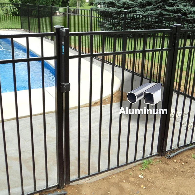 Eco Safety Friendly and Well Designed Powder Coated Black Swimming Pool Fence Perforated Brackets Aluminum Pool Fence with Gate