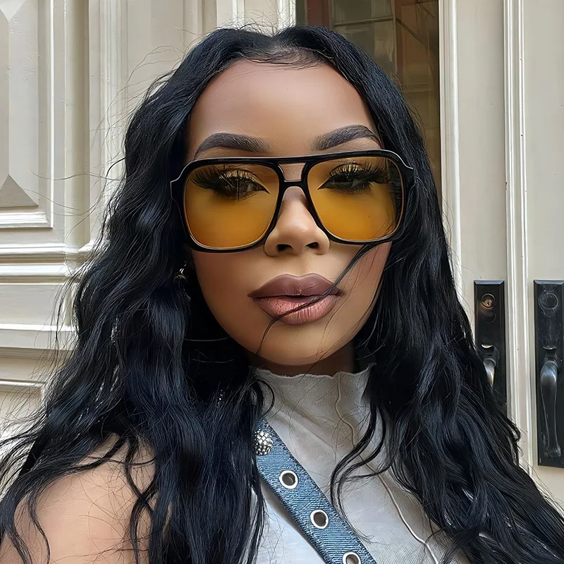 Lunettes De Soleil Rétro Monture Carrée Noire PC – Homme/Femme – Style Vintage