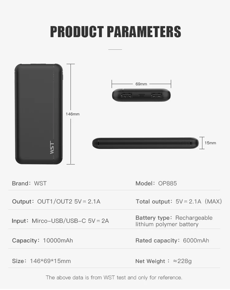 Power Bank 10000mah With Custom Logo Ultra Thin   Portable Power Bank 10000mah  Power Bank Mobile Charger