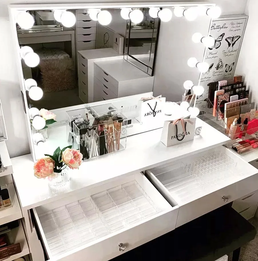 New Design Hot Sale Hollywood Mirrored Dresser Vanity Desk For Makeup ...