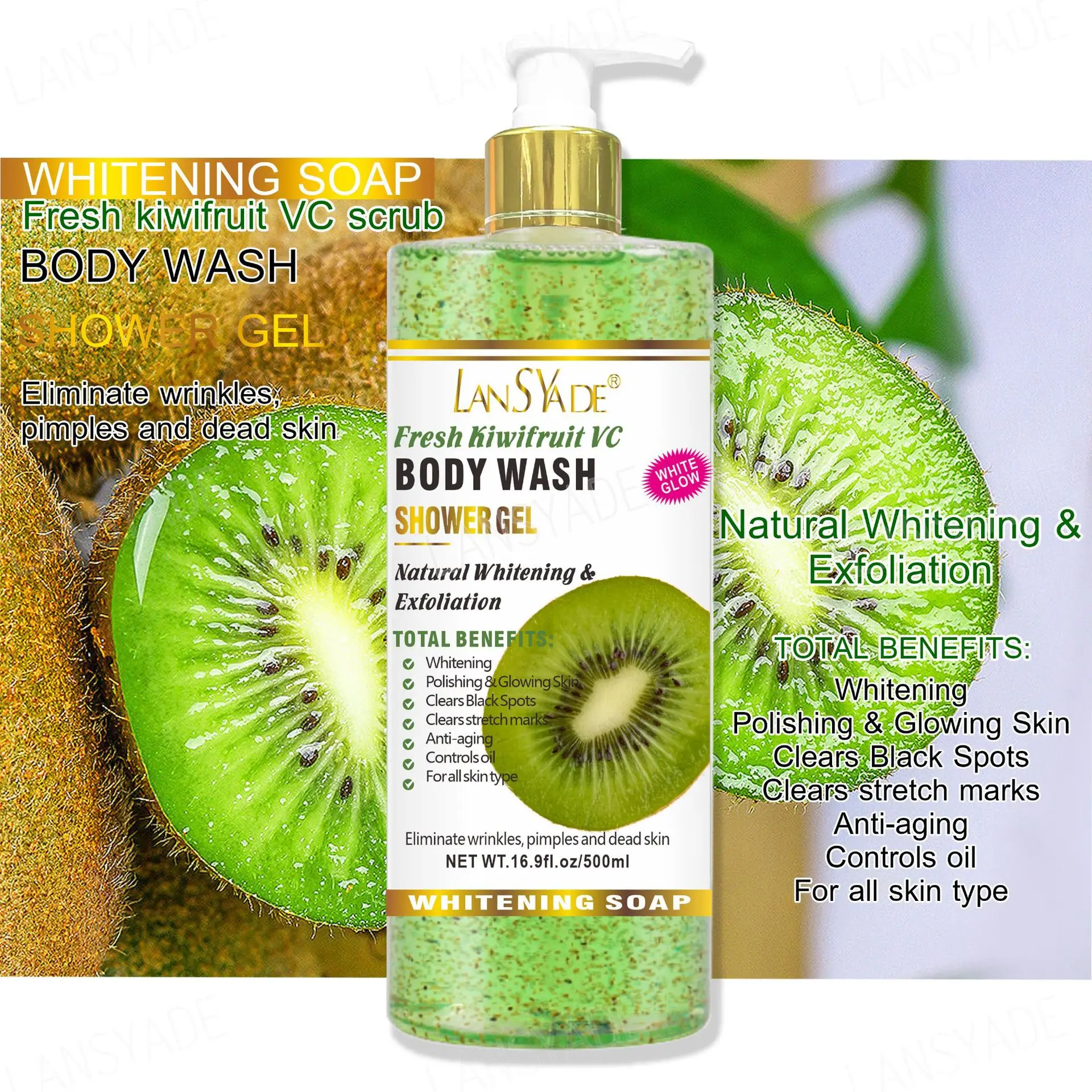 Fruit Scrub Shower Gel Silky smooth, refreshing and moisturizing skin gentle, clean and long-lasting 500ml