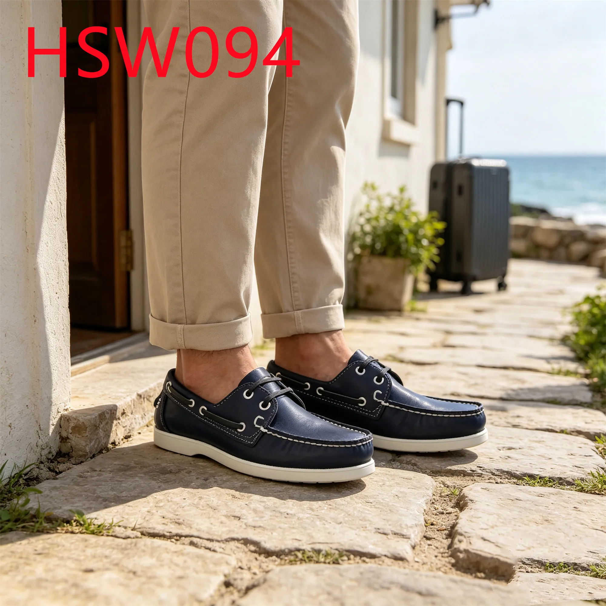 HY,Street Walking Size 27-47 Available Washblue Hua Singh Moccasin Shoes Lace up 4 Eyelet Design Handmade Boat Shoes HSW094