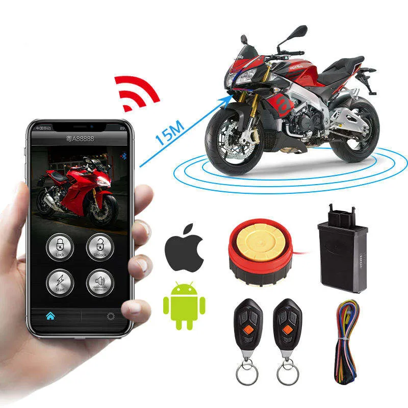 Hot Sale Universal APP Remote Engine Start Motorcycle Alarm System 2 Keys