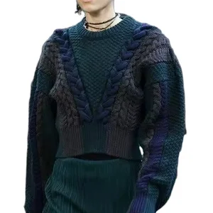 2026 Custom Logo Women's Casual Knitted Sweater Autumn/Winter Flat Knitted Technique