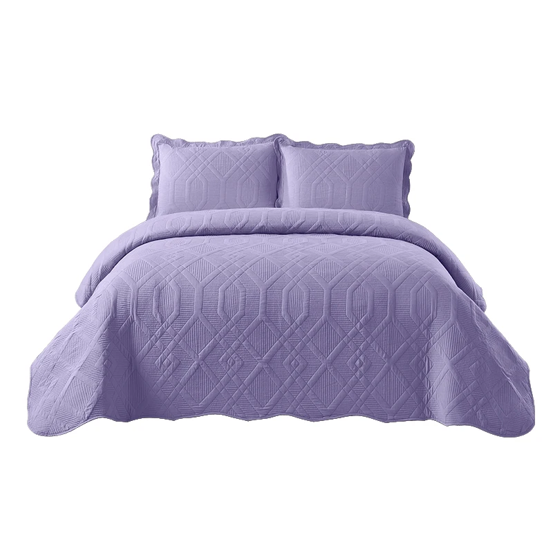 Bed Cover Embroidered Bedspreads Coverlet Microfiber Quilted Quilt Bedding Set for All Seasons