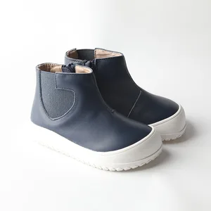 Babyhappy Kids Boots with Elastic Bands Barefoot Rubber Soles Leather for Autumn-Comfortable and Stylish