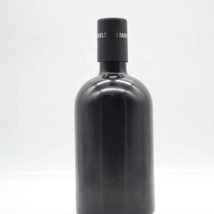 factory wholesale black printing empty glass bottles 16oz 10oz 700ml 500ml whisky vodka spirits bottle olive oil