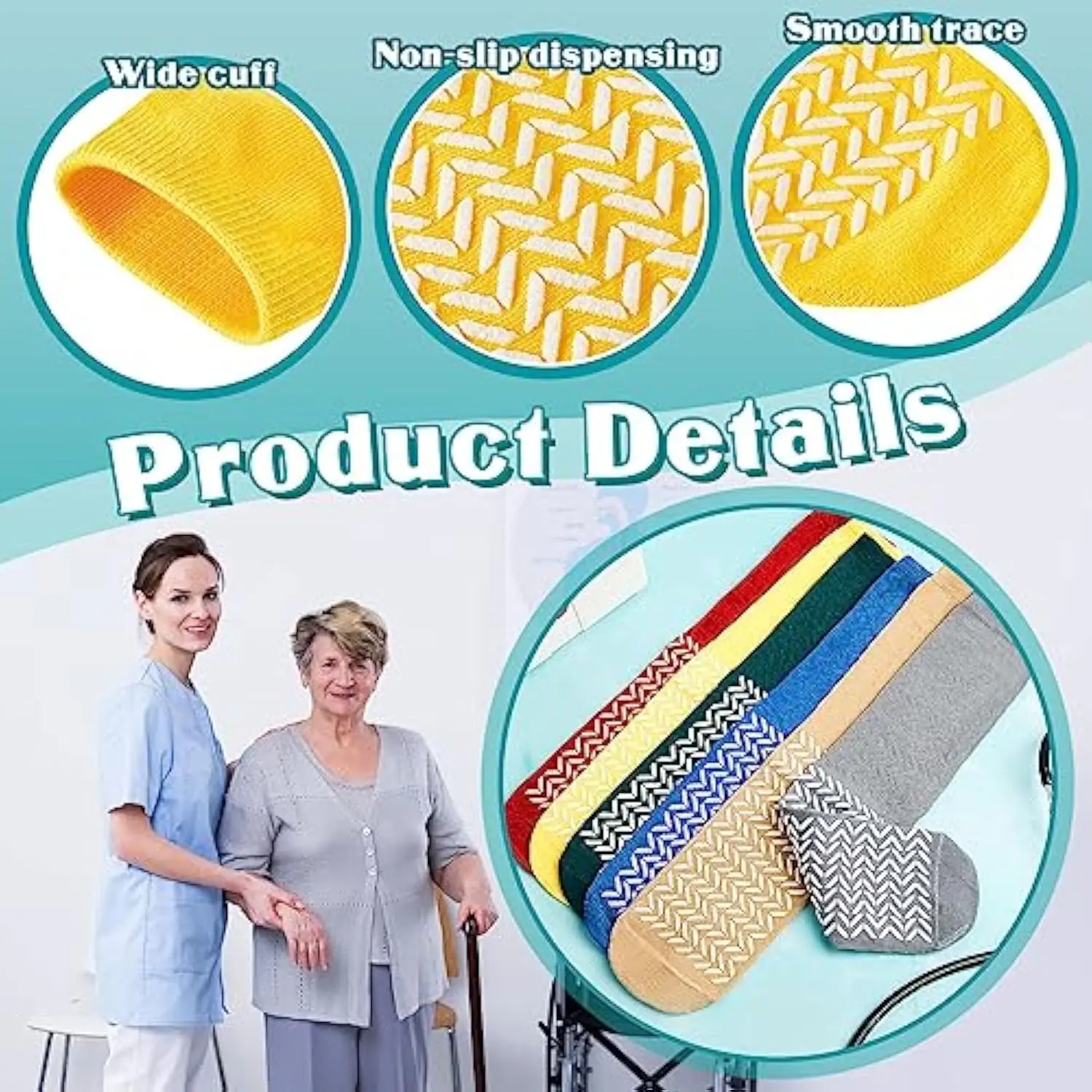 Polyester Ankle Non Slip Patient Socks Elderly Plus Sizes Tread Socks Non Skid Hospital Medical Socks