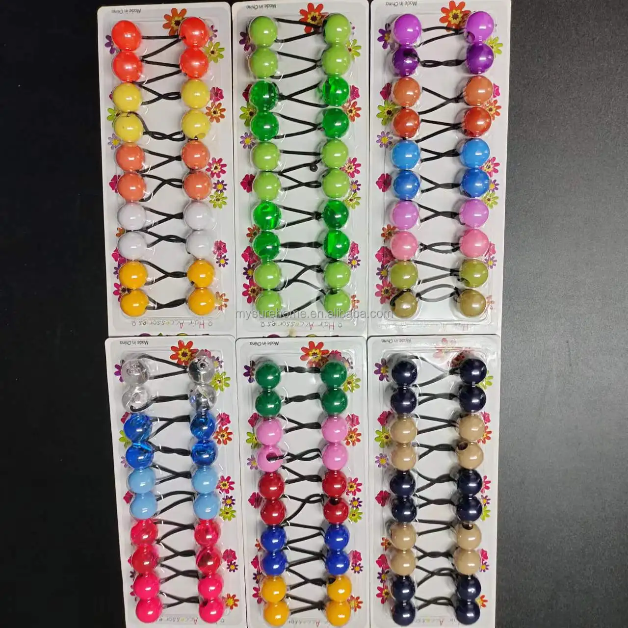 Mysure 20mm Elastic Ponytail Beads Knocker Ball Hair Ties Kids Hair Balls For Toddler Girls Hair