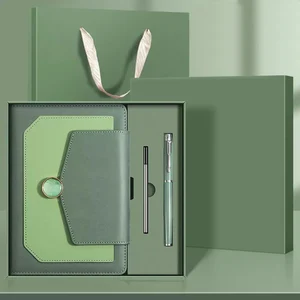 Customized logo Elegant Business Notebook Gift Set PU Leather Notebook With Magnetic Clasp Ribbon Bookmark & Luxury Box