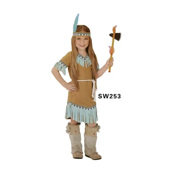 Hot quality fancy halloween children costume ancient dress indian tribal costumes