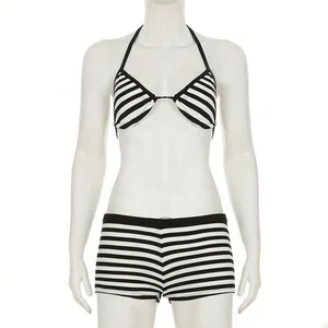 Dropshipping 2026 Summer Women Clothing Hot Sexy Bikinis Beachwear Digital Printed Mini Shorts Set