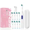 White 8 Brush Heads + Travel Case + Stand