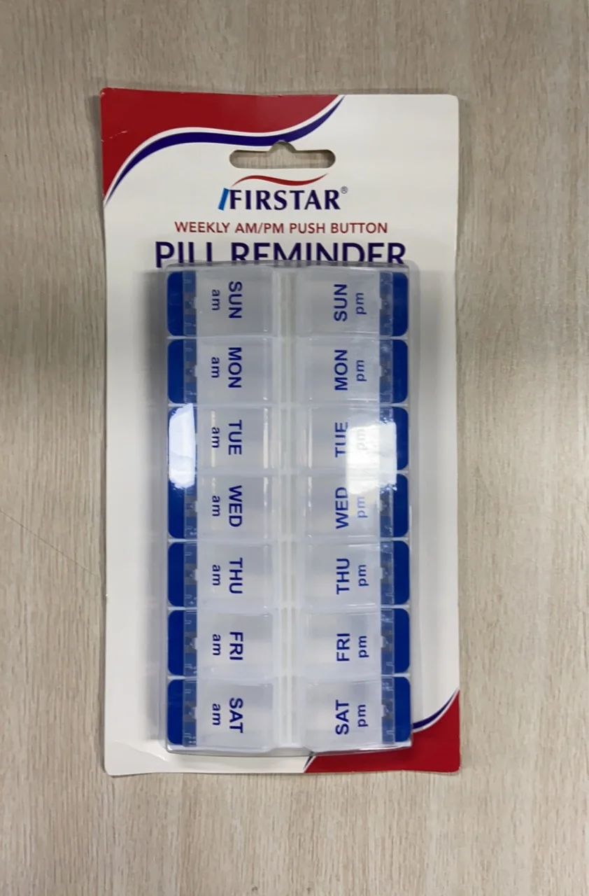 Таблетница кнопочный переключатель 7 дней таблетки Организатор AM/PM с 14 отделениями для хранения витаминно-медицине (прозрачный)