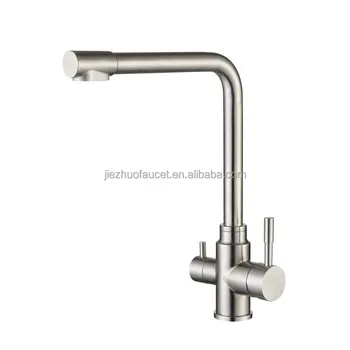 Stainless Steel Brushed Three Channel with Clean Water Outlet Faucet, Filtered Waterway, Kitchen Mixing Faucet