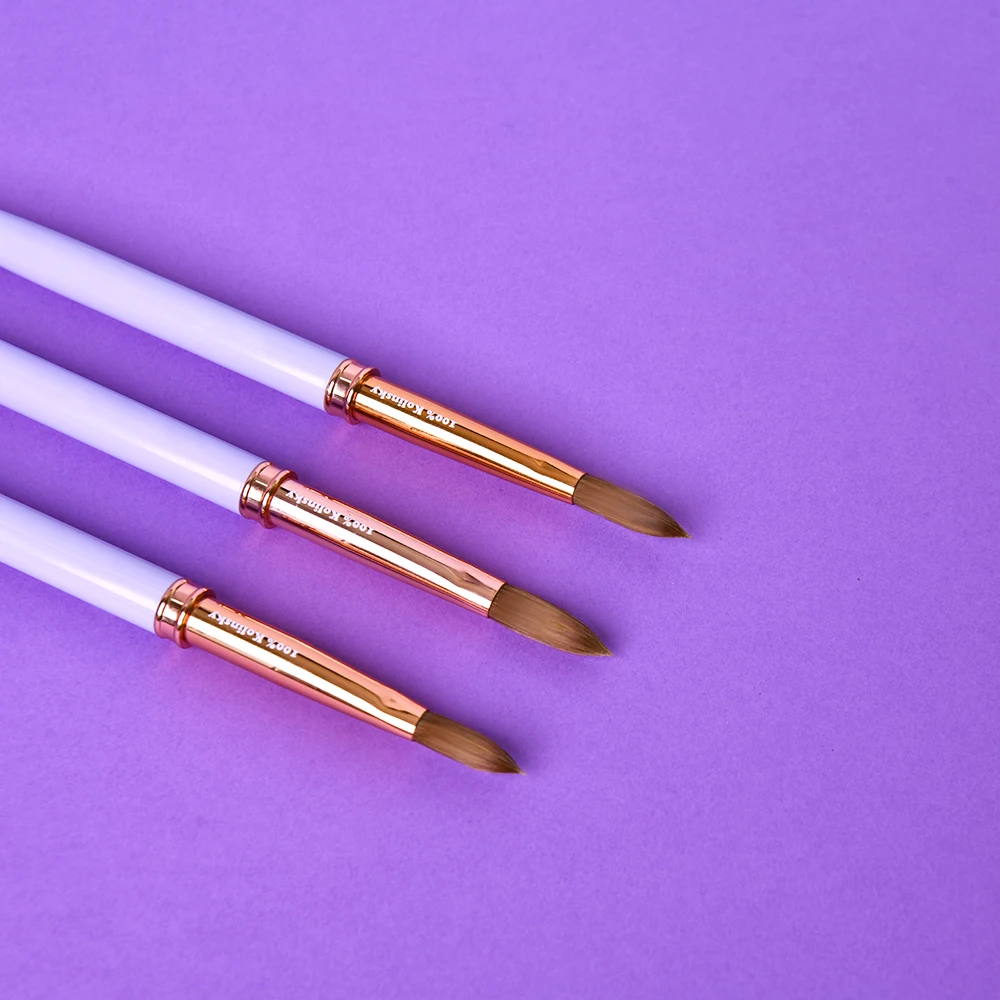 Luxury 100 Kolinsky Nail Brush Purple Metal Handle Custom Nail Brush