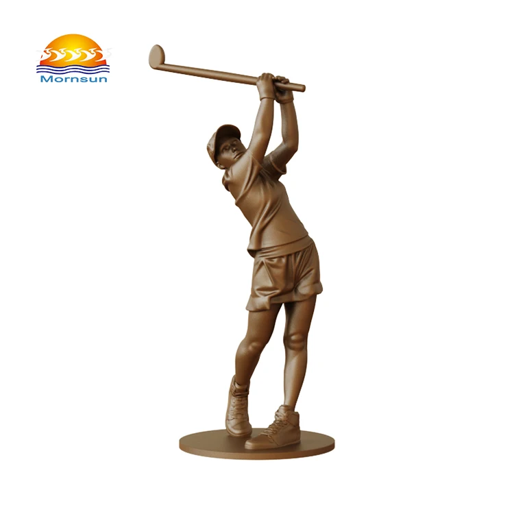 Statue de joueur de golf en résine de couleur bronze personnalisée de haute qualité, en gros, figurines 3D en résine bronze pour décoration intérieure et bureau