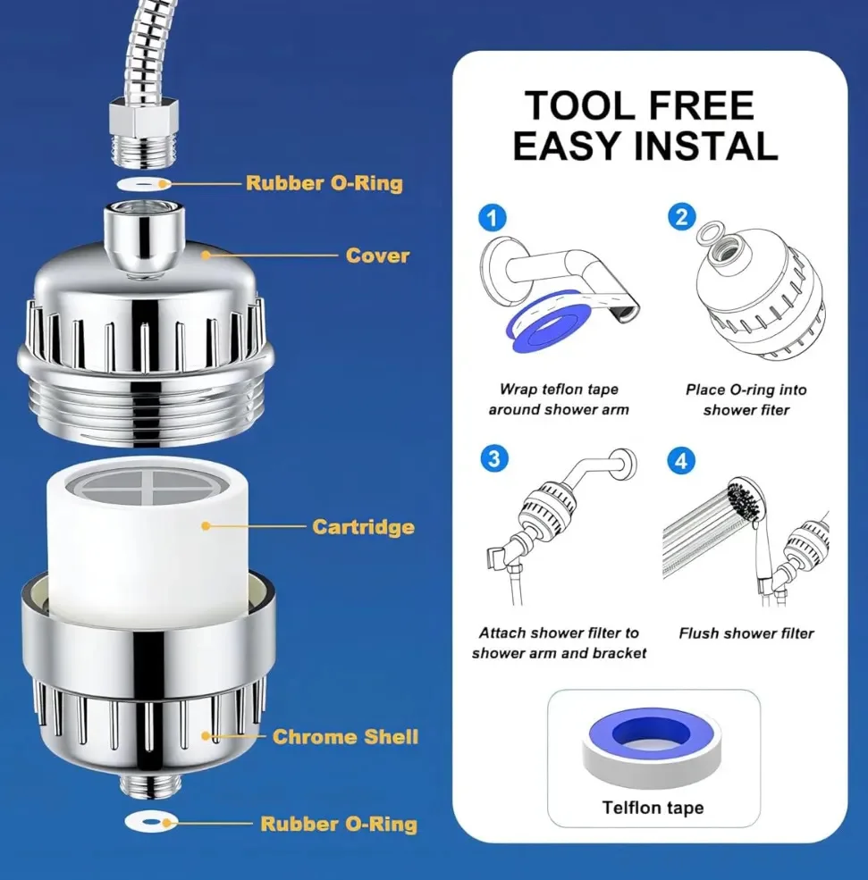 2024 Best Detachable Activated Carbon Block Cleaning Mini Vitarain Filtro Ducha Shower Filter for Hair for Chlorine and Fluoride