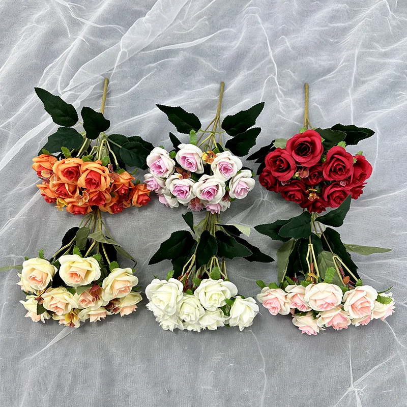 MeiLi 10 Heads Eucalyptus Rose Artificial Rose Bouquet QYY-724 New Products Versatile Cost-effective Home Party Decoration