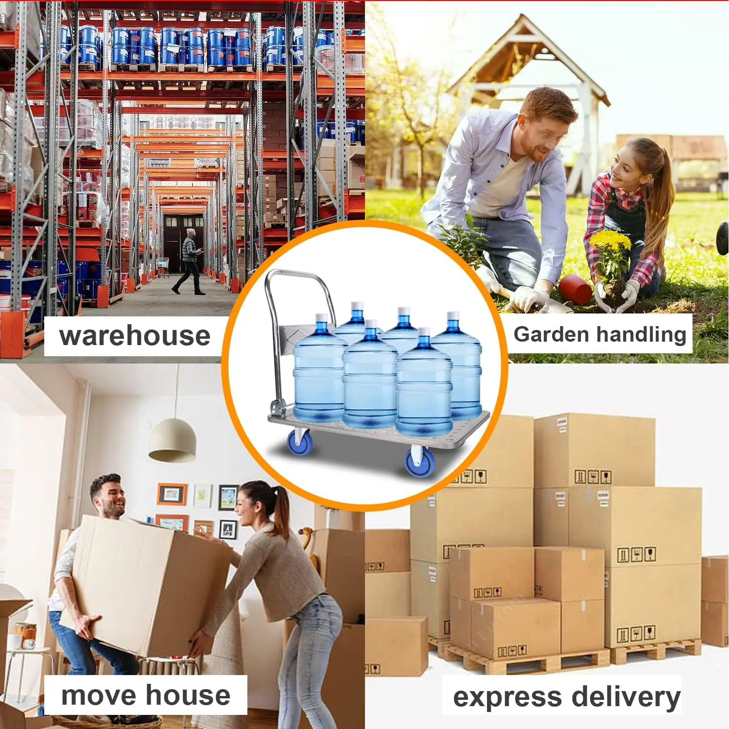 360 Degree Swivel Wheels Foldable Push Hand Cart Customizable Platform Dolly Cart Flatbed Dolly 360 Degree Swivel Wheels OEM