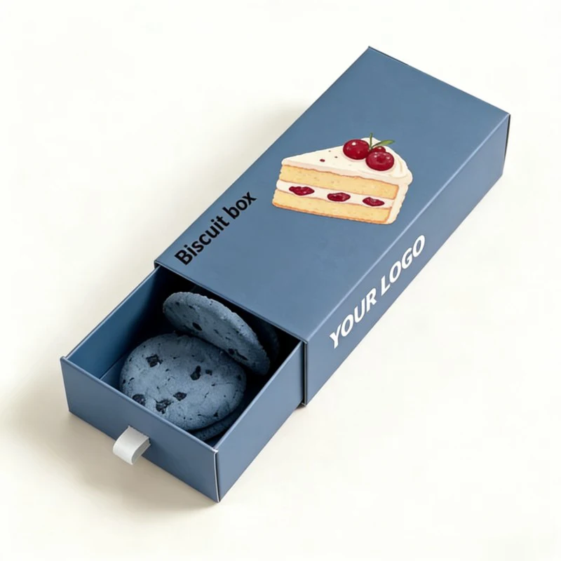 Emballage pliable en papier cartonné biodégradable, vente en gros, boîtes pour gâteaux, biscuits, cookies et beignets, avec logo