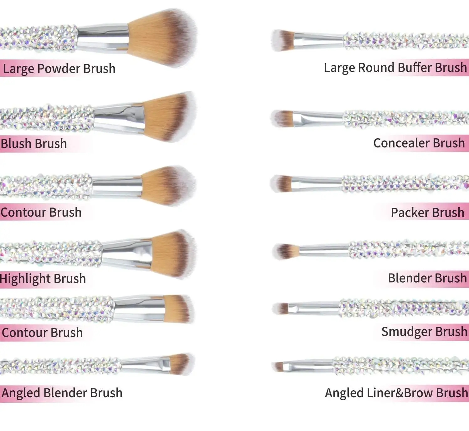 12pcs Custom Logo Diamond Buling Makeup Brush Set Colorful Fancy Rhinestone Unique Personality Gift Makeup Brush Set