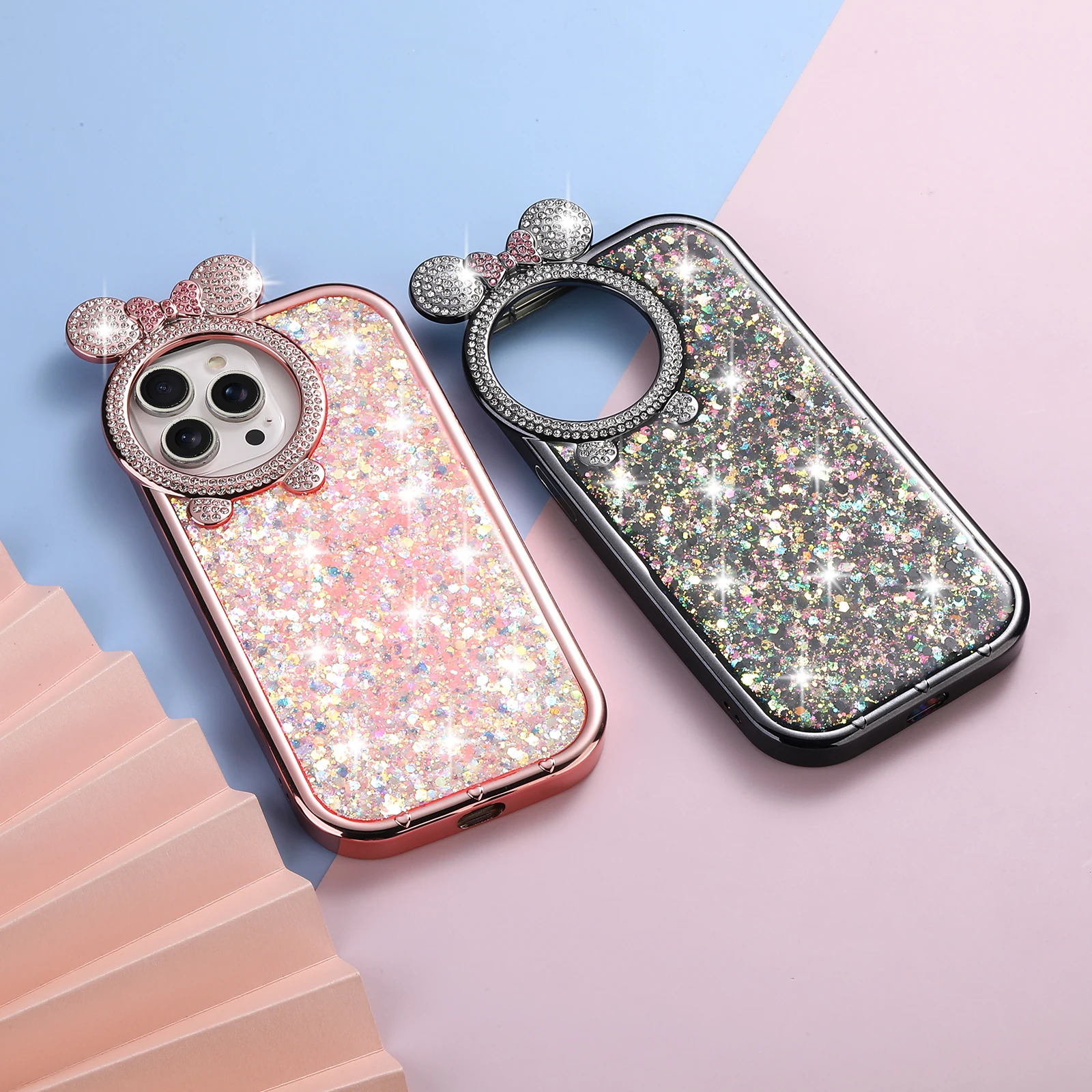 With Small Ears Gradient Diamond Phone case for iphone 13 Pro Max Cartoon Cute Shockproof case for SAM Ultra 23