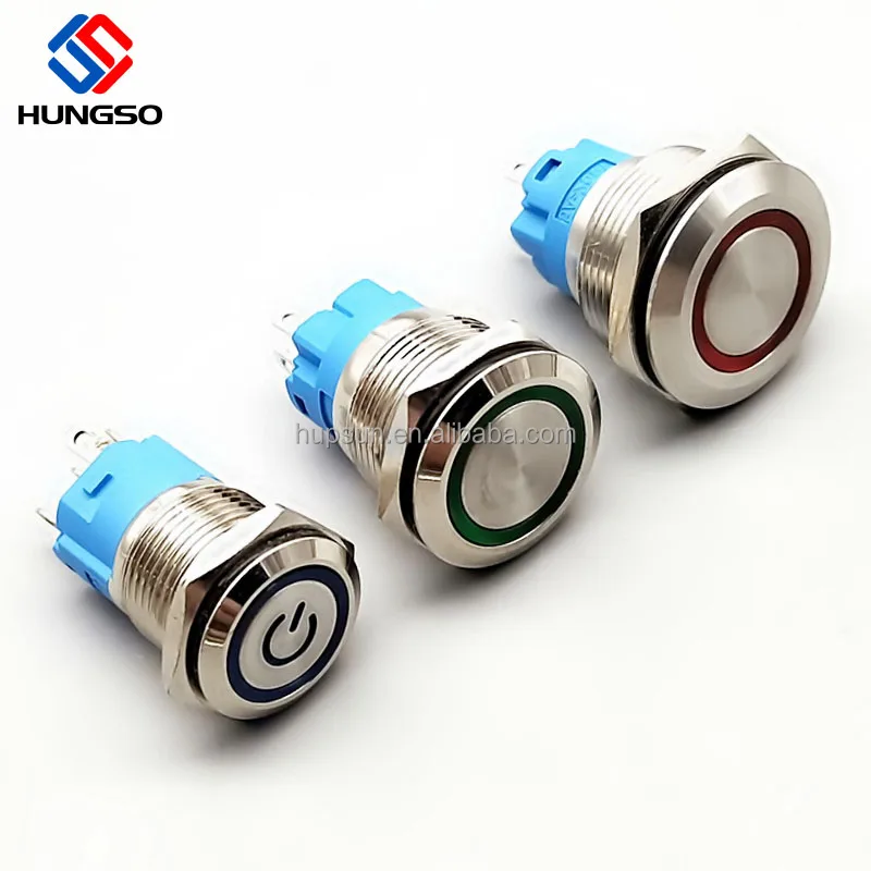 16mm 19mm 22mm 5v 12v Tri-color Rgb Led Momentary Latching Metal Push ...