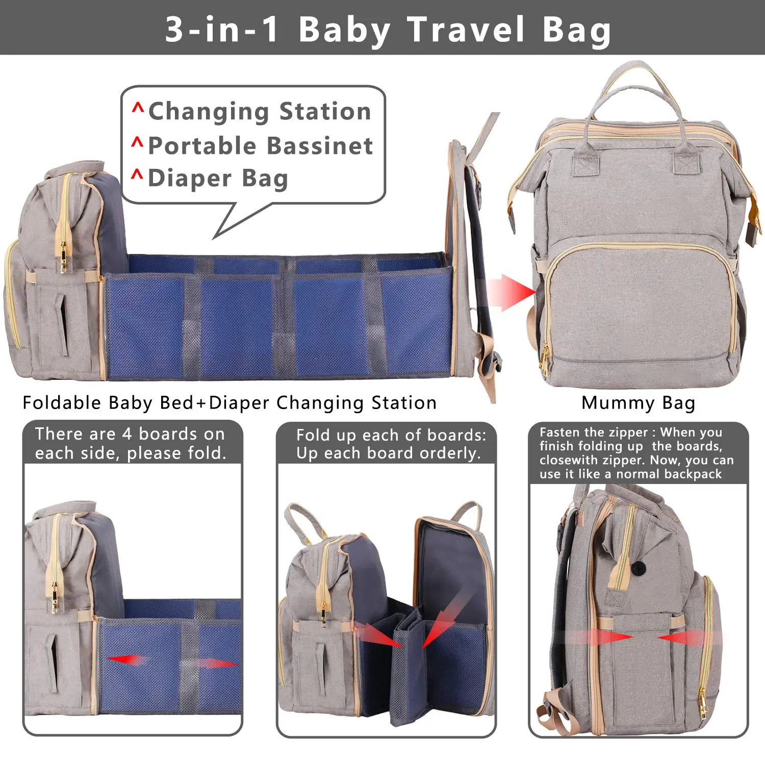 3 in 1 diaper bolsa backpack