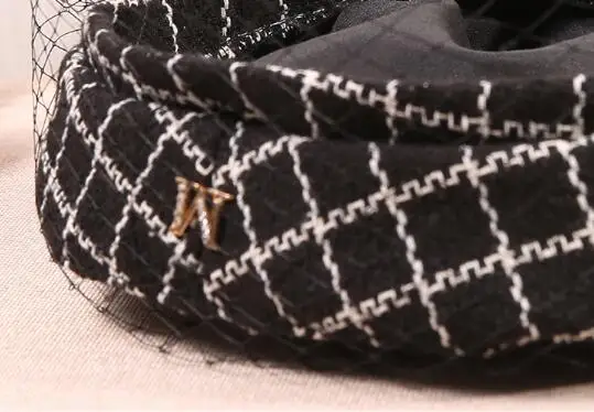 Шляпка с вуалью женская винтажный берет в стиле ретро французский японский Европейский черный белый