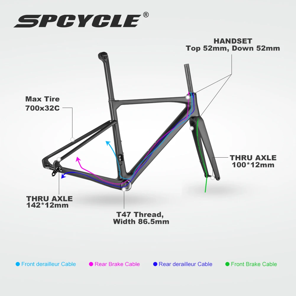 SPCYCLE 053D-SL Carbon Road Bike Frame Lightweight Modern