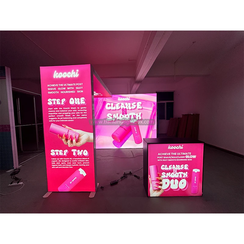 10x20 Свиваем Персонализиран Дизайн Експо Полиестерова Ткан Алуминиев SEG Лесен Монтаж Експозиционен Стенд Светен Поп-up Светеща Кутия