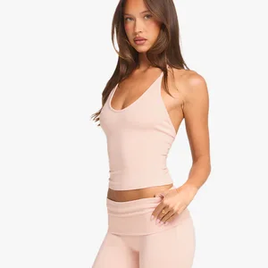 Women's Lightweight Quick Dry Compression Tank Top Soft Tummy Control Adjustable Halter Neck for Fitness Yoga Bra