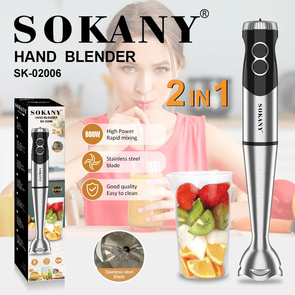 Hot 2 in 1 800w 4 Blades Ice Crushing Mixer Stick Blender Juicer Immersion Hand Blender