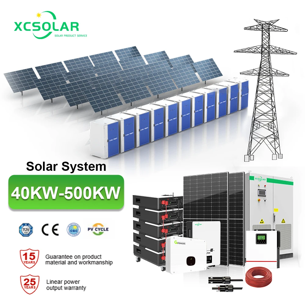 Industrial Commercial Complete 30Kw 50Kw 100Kw 150Kw 200Kw 3 Phase Off On Grid Solar Power Hybrid Solar Energy Storage System