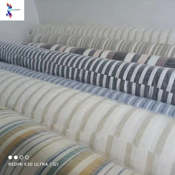 Лидер продаж оптовая продажа полосатая хлопковая льняная пряжа окрашенная ткань для склада