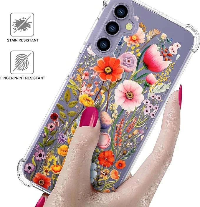 Laudtec Floral Rose Cute for Samsung Galaxy S24 Case Aesthetic Pattern Print Slim TPU Bumper Shockproof Protective Case